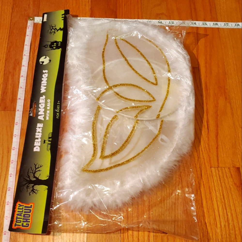 White Sparkly Gold Deluxe Kids Angel Wings Christmas Angel Halloween Totally Gho